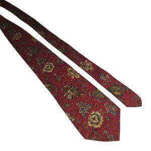 417 By Van Heusen Men Floral Necktie Burgundy Multicolor 58 Inches Long 3.5 Wide